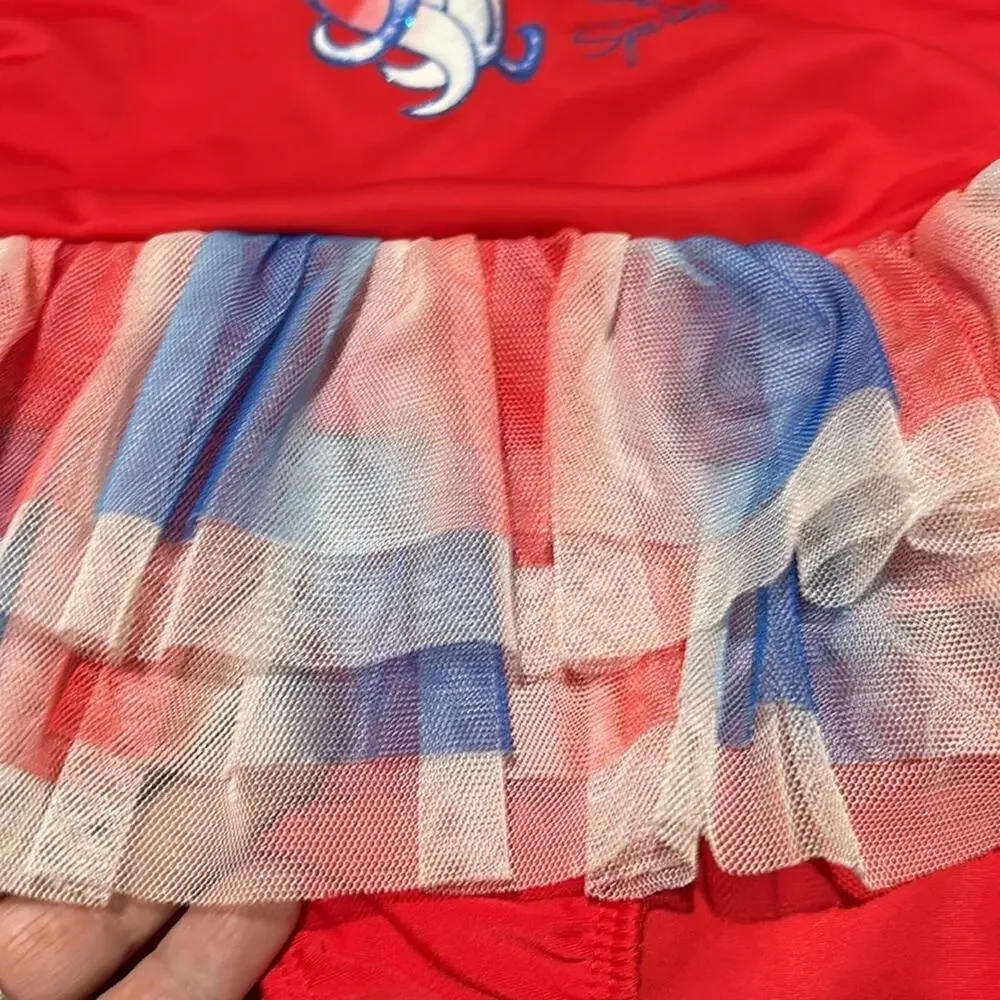 Biscotti 7 red white blue unicorn tutu swimsuit